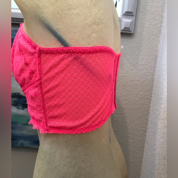 NWT Victorias Secret Dream Angels Corset Bustier Strapless Hot Pink Lace & Mesh - Picture 5 of 16